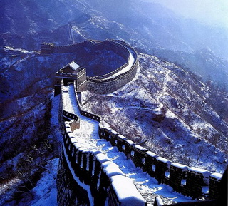 The beautiful view of Jinshanling Great Wall after snow