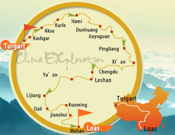 Kyrghyzstan to Laos in 2015-Overland-tour-map